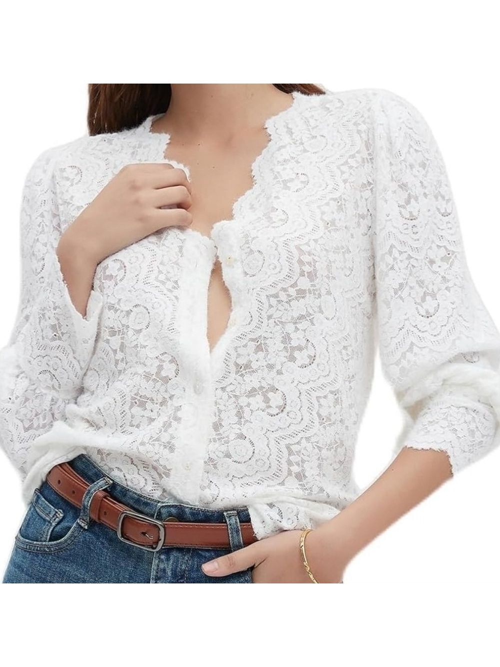 Luxveer Dressy Lace Tops or Sweater for Women V Neck NWT Size S